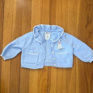 Light Blue Cardigan with Embroidered Goose